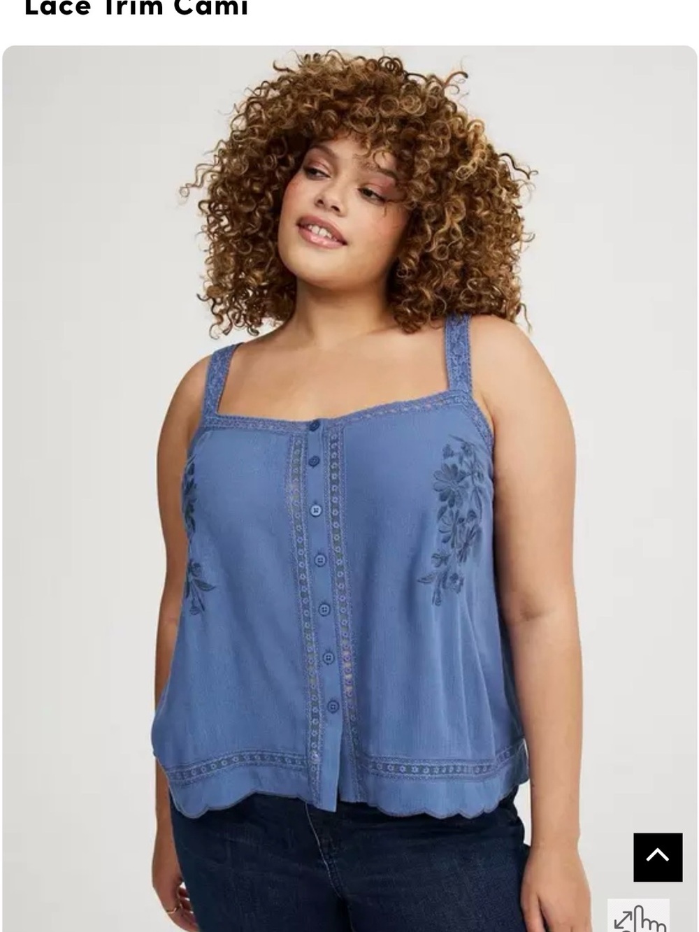 torrid Blue Lace-Trim Embroidered Cami